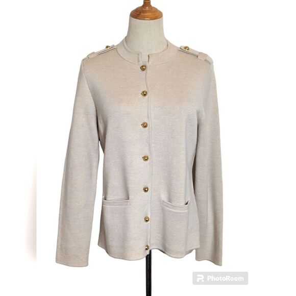 Talbot's Cream and Gold Button Wool Cardigan Sweater - Picture 1 of 5